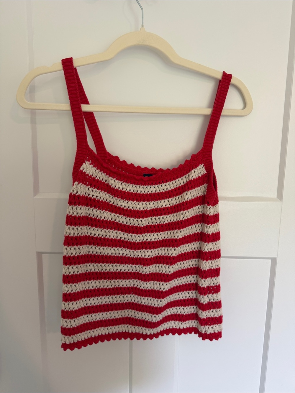 GAP Red and Cream Striped Crochet Camisole